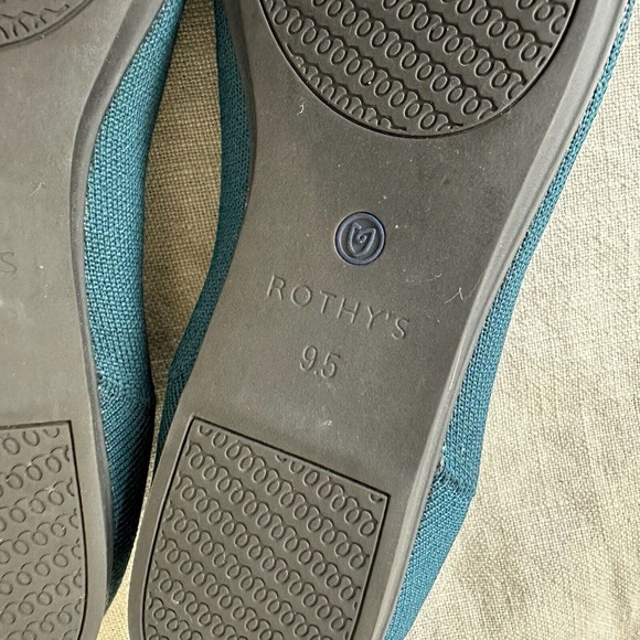 ROTHY'S Neon Stripe Loafers in Bottle Blue Round Toe RETIRED - Picture 13 of 13